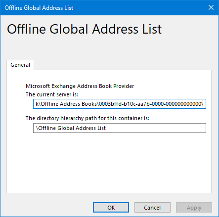 Address Book - Offline Global Address List Properties