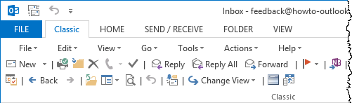 Classic tab for Outlook 2013 (click on image for a full view of the Classic tab)
