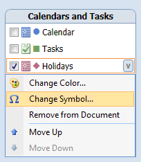 Calendar Printing Assistant - Changing the calendar symbol.