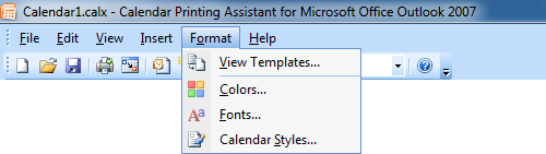 Calendar Printing Assistant - Most of the visual changes that you can make to your calendar can be set in the Format menu.
