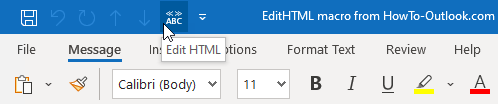 You can add a button for the EditHTML macro to the QAT or Ribbon of the New Email Compose window.