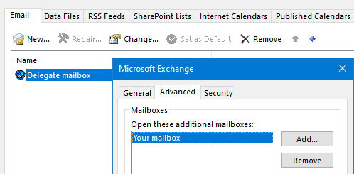 Set the delegate/shared mailbox as the main mailbox and add your own.