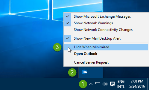 Enable “Hide When Minimized” for Outlook in 3 clicks.