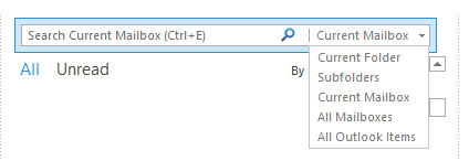 Change default search scope for the Inbox in Outlook 2013