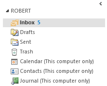 Folders with (This computer only) behind them in Outlook 2013
