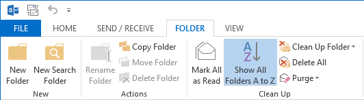 Sort folders alphabetically in Outlook 2013
