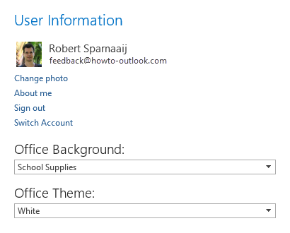 Changing the Office Ribbon background in Outlook 2013