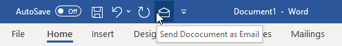 You can add a "Send Document as Email" button to your Quick Access Toolbar for easy access to the macro.