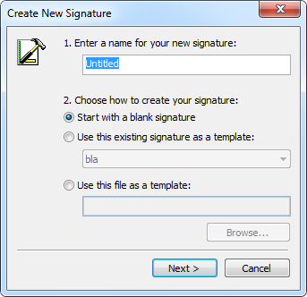 New Signature wizard Outlook 2003