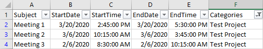 Excel table with filter applied