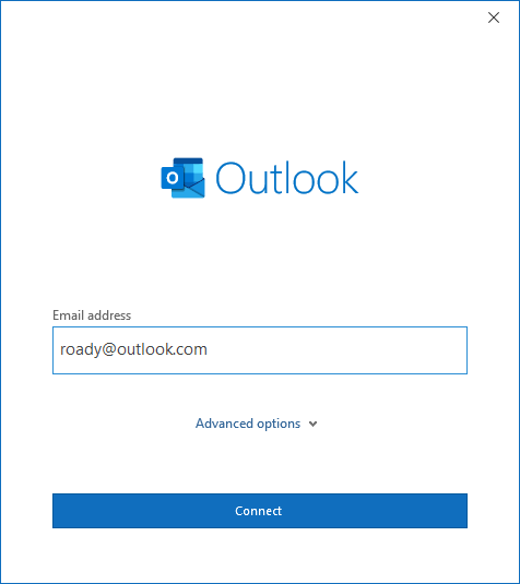 Welcome to Outlook - Enter an email address to add your account.