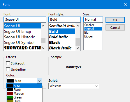 Conditional Formatting settings in Outlook