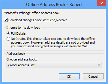 outlook 2013 offline adressbuch