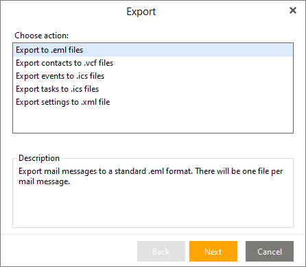 eM Client - Export - Export to .eml files