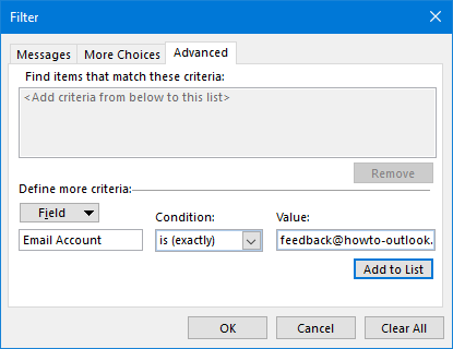 Setting a Conditional Formatting Filter for an account.