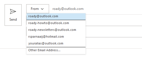 You can send from an alias address by selecting it from the From button.