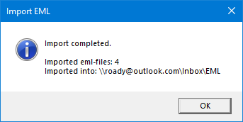 Import eml completed.