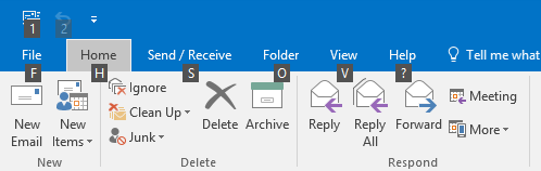 shortcut over move in Outlook