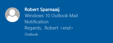 New Mail Notification for Outlook on Windows 10.