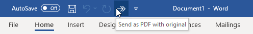 You can add a "Send as PDF with Original" button to your Quick Access Toolbar for easy access to the macro.