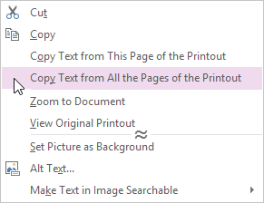 OneNote - Copy Text from All the Pages of the Printout