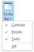 To-Do Bar options enabled for Calendar, People and Tasks
