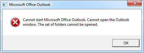 Cannot start Microsoft Outlook. Cannot open the Outlook window. The set of folders cannot be opened.
