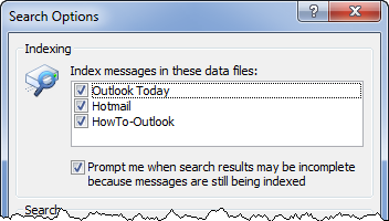 Search Options in Outlook 2007