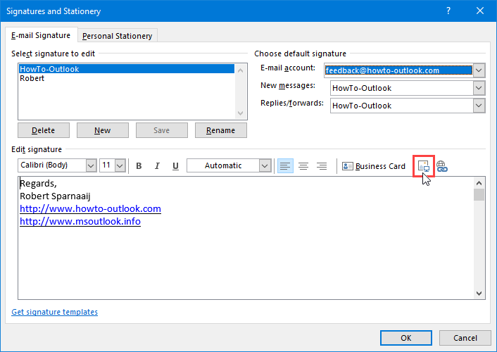 add picture to email signature outlook web app