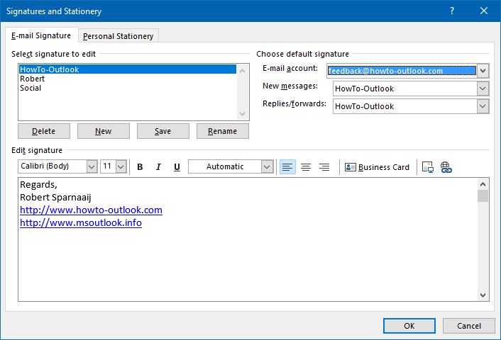 Creating Using And Managing Signatures Howto Outlook