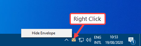 ícone de e-mail do Outlook 2003 até a bandeja do sistema