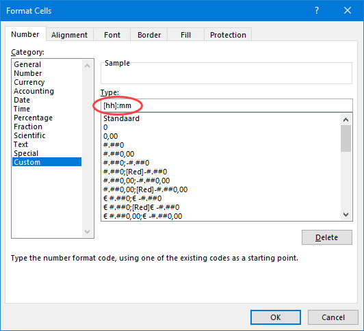 Excel - custom cell formatting - hours and minutes