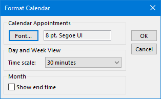 Other Settings dialog box for the Calendar
